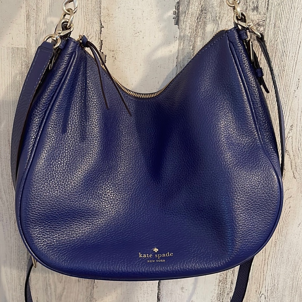 Kate Spade blue handbag with shoulder and crossbody straps